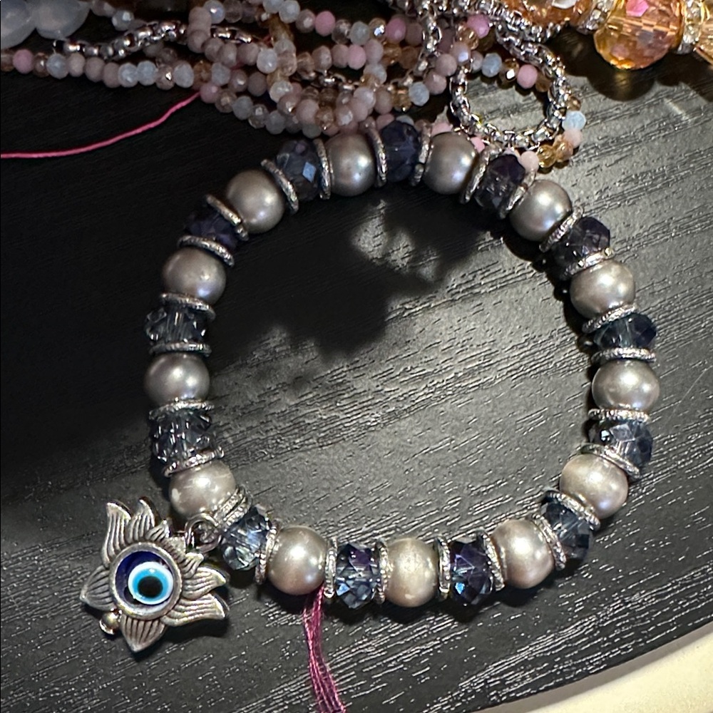 Silver Evil Eye Charm Bracelet